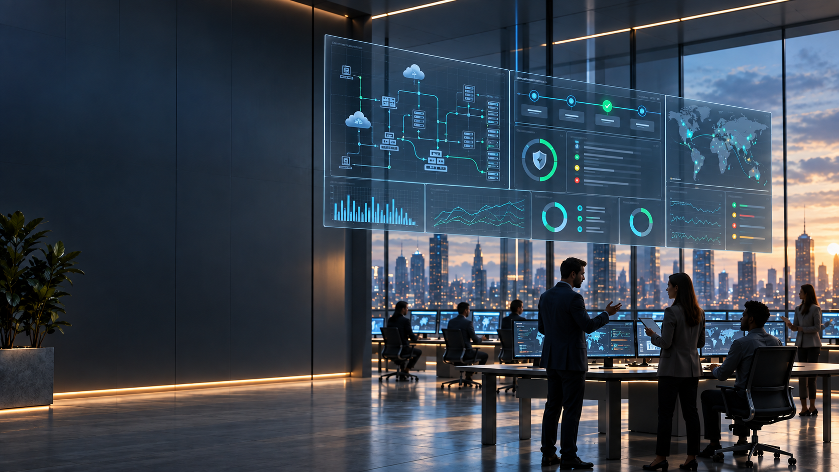 NeonEdge IT Solutions cloud, DevOps, and cybersecurity operations dashboard